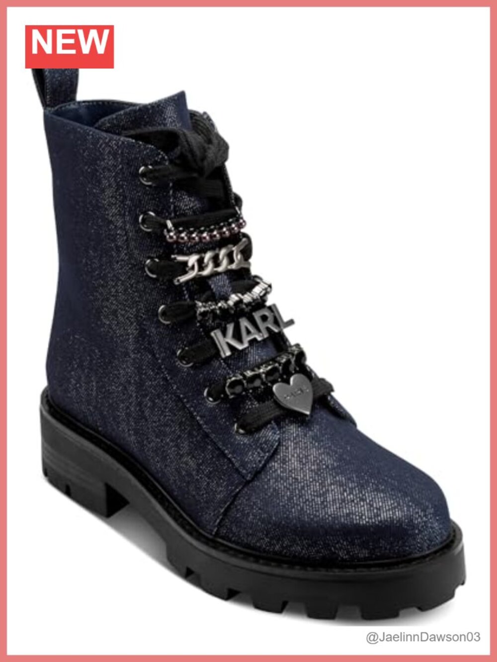 KARL LAGERFELD Mela Platform Combat Boot Women's Lace Up Neoprene Ankle Booties